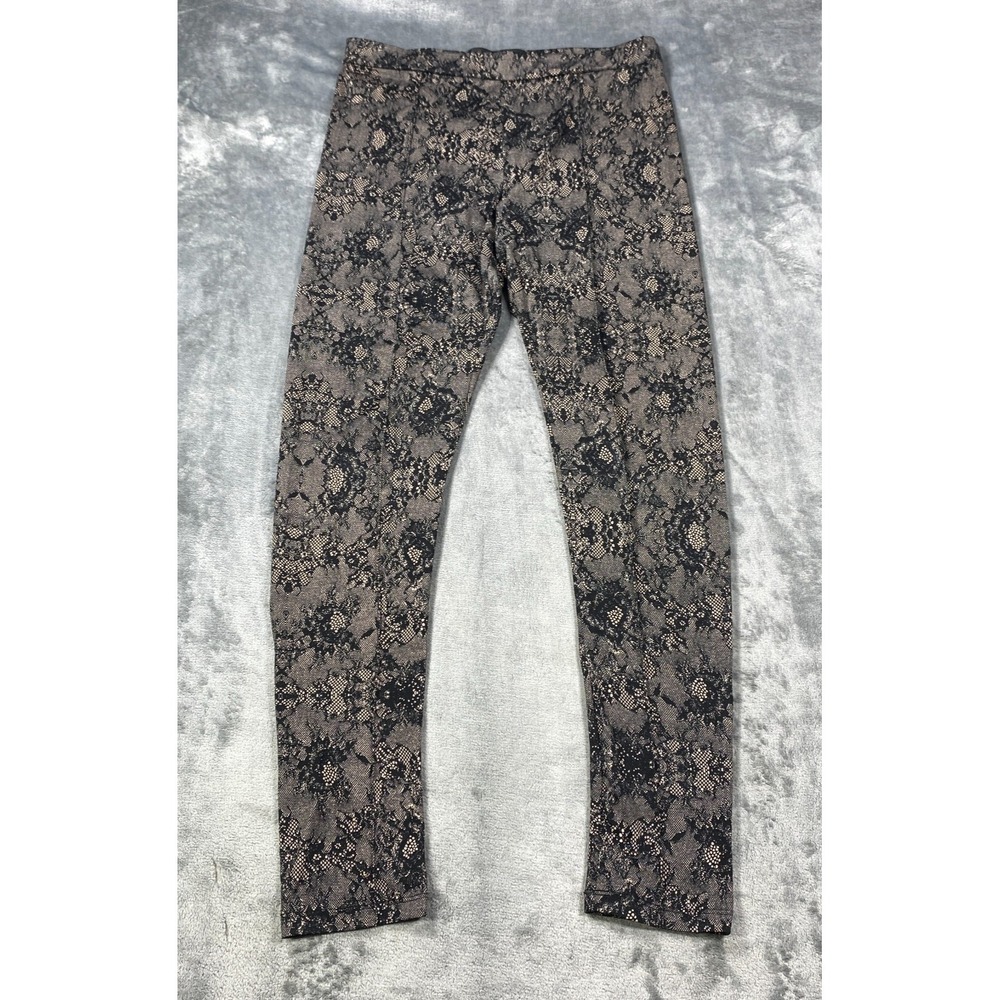 Kardashian Kollection Pull On Pants Size Large Floral Trousers Stretch Lace Dark